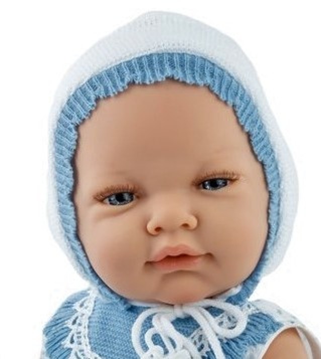 Realistické miminko - chlapeček Dolfík v pleteném bodíčku od španělské firmy Marina & Pau