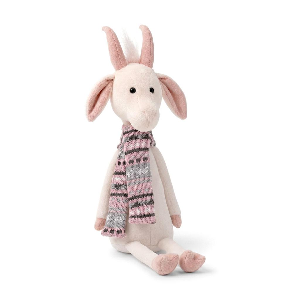 Orange Toys – plyšová koza Lily s pletenou růžovo-šedou šálou 20 cm