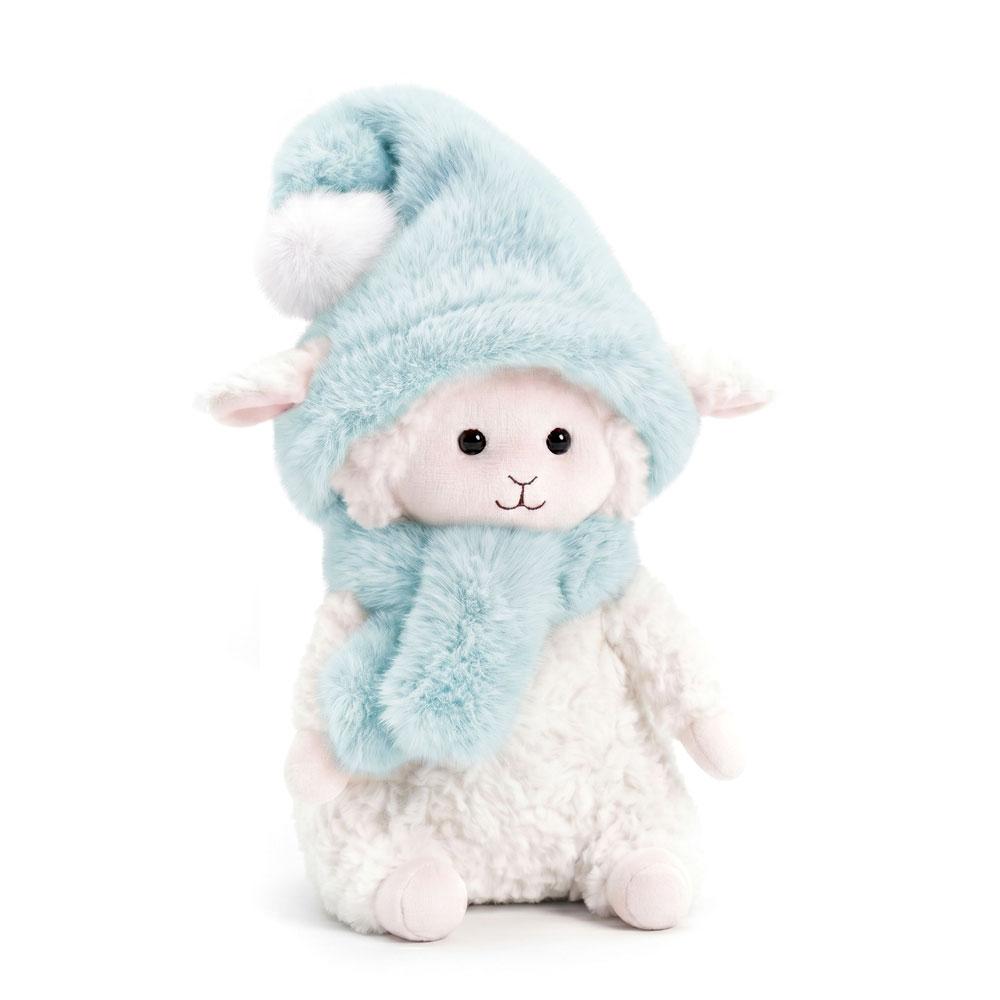 Orange Toys – plyšová ovečka Marshmallow v modré čepici a šále 20 cm