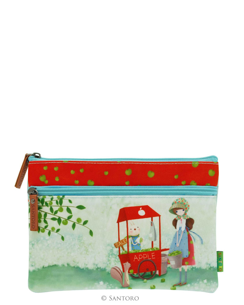 Penál se 2 zipy -  Kori Kumi - An Apple A Day od firmy SANTORO 