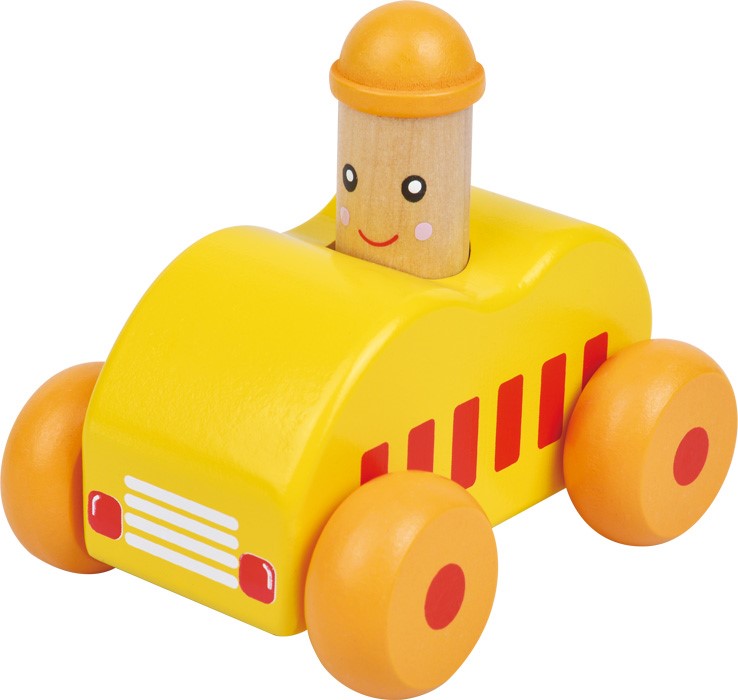 Dřevěné pískací auto - žluté