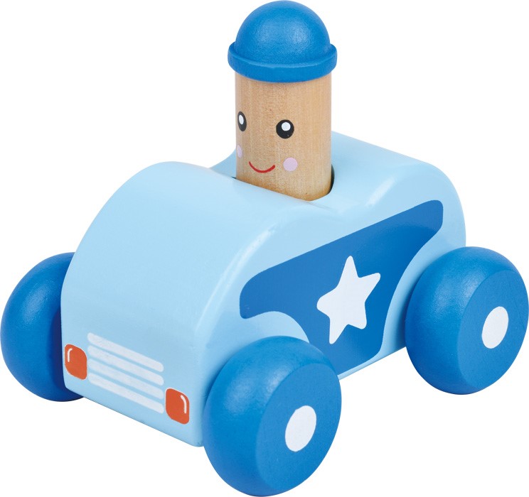 Dřevěné pískací auto - modré
