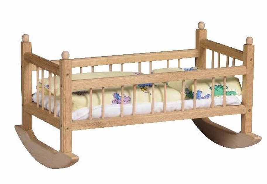 Kolébka pro panenky vč. matrace, přikrývky, polštáře a povlečení