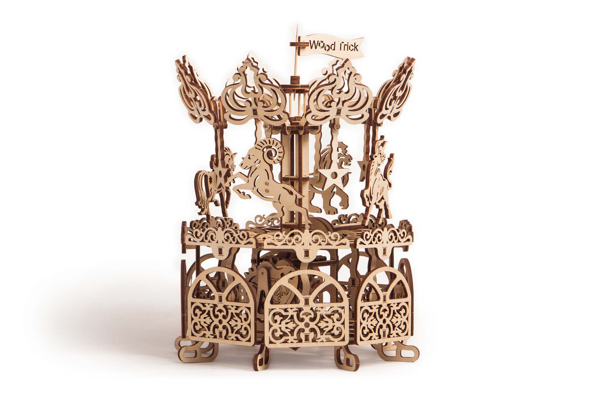 Wood Trick  "Kolotoč" - 3D dřevěné mechanické puzzle 