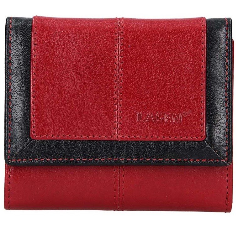 Dámská červeno-černá kožená peněženka - LAGEN