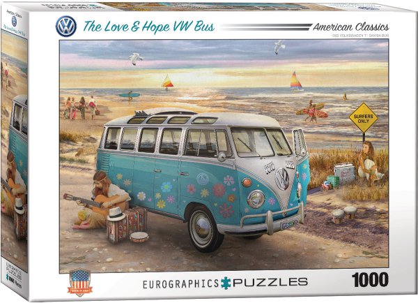 Puzzle EuroGraphics - VW autobus - Láska a naděje