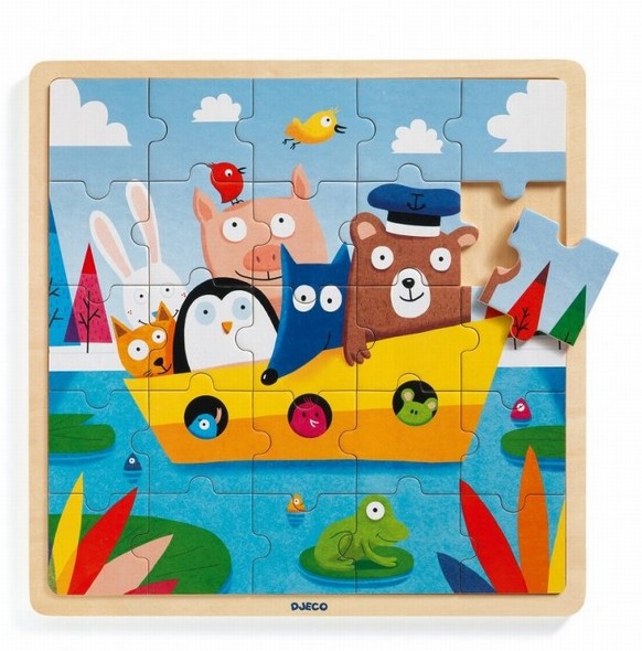 Dřevěné vkládací puzzle - Loďka 