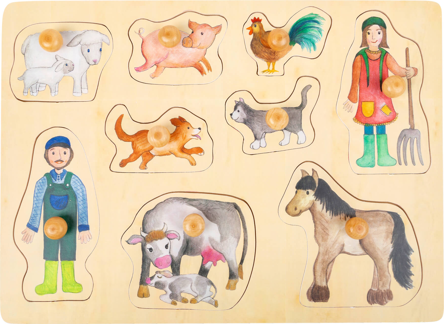 Vkládací puzzle s úchytky - domácí zvířátka