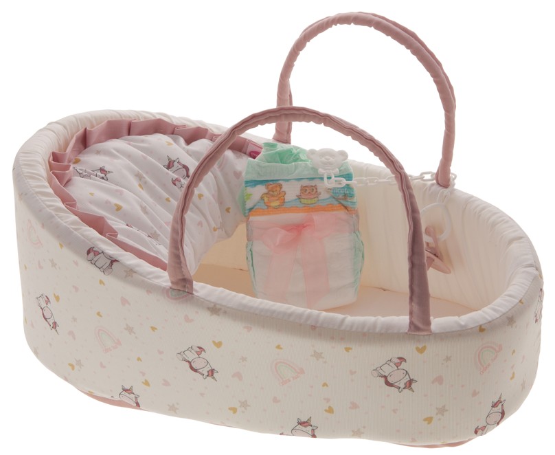 Přenosná taška s jednorožci - košík pro miminko 42 cm - růžový