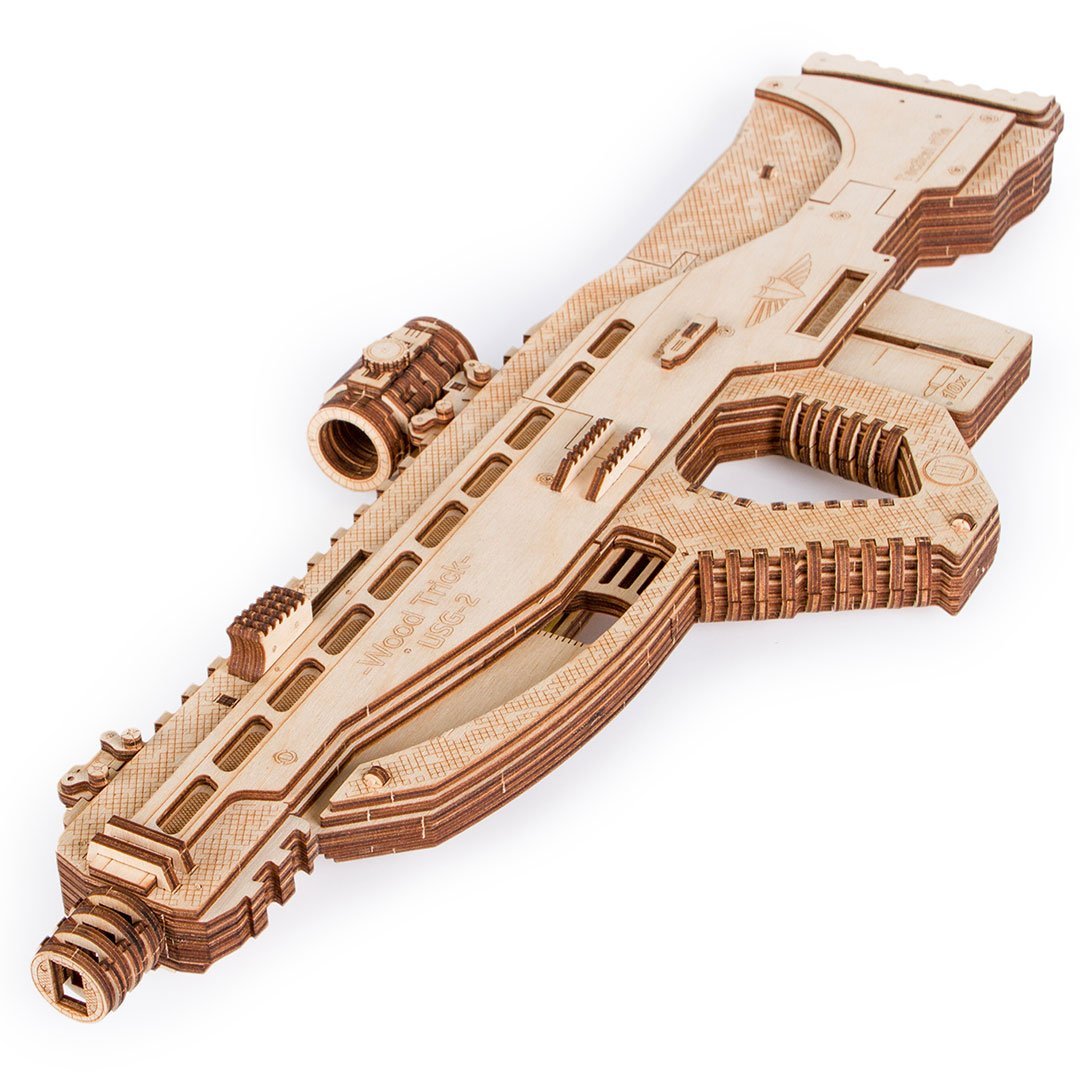 Wood Trick "Útočná zbraň USG-2" - 3D dřevěné mechanické puzzle