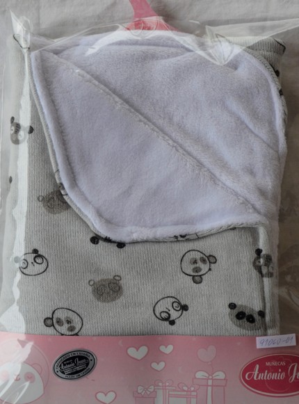 Teplá šedá dečka s pandami pro miminka 40-42 cm