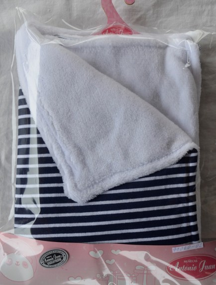 Teplá modrobílá pruhovaná dečka pro miminka 40-42 cm