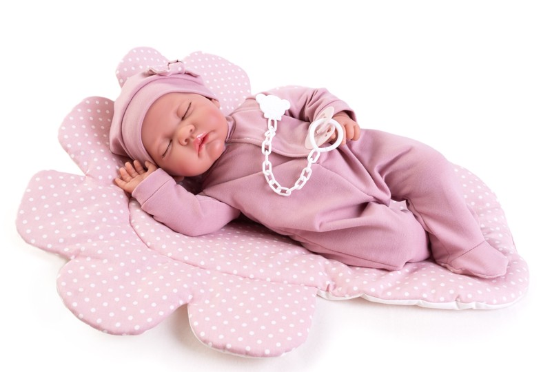 Realistická panenka - miminko- spící  holčička - Luna s andělskými křídly od firmy Antonio Juan ze Španělska