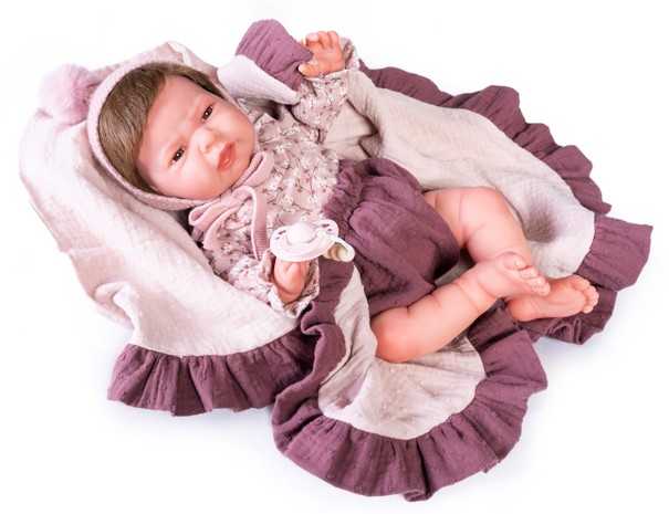 Reborn miminko - Sweet Reborn Lea na vínové dečce od Antonio Juan