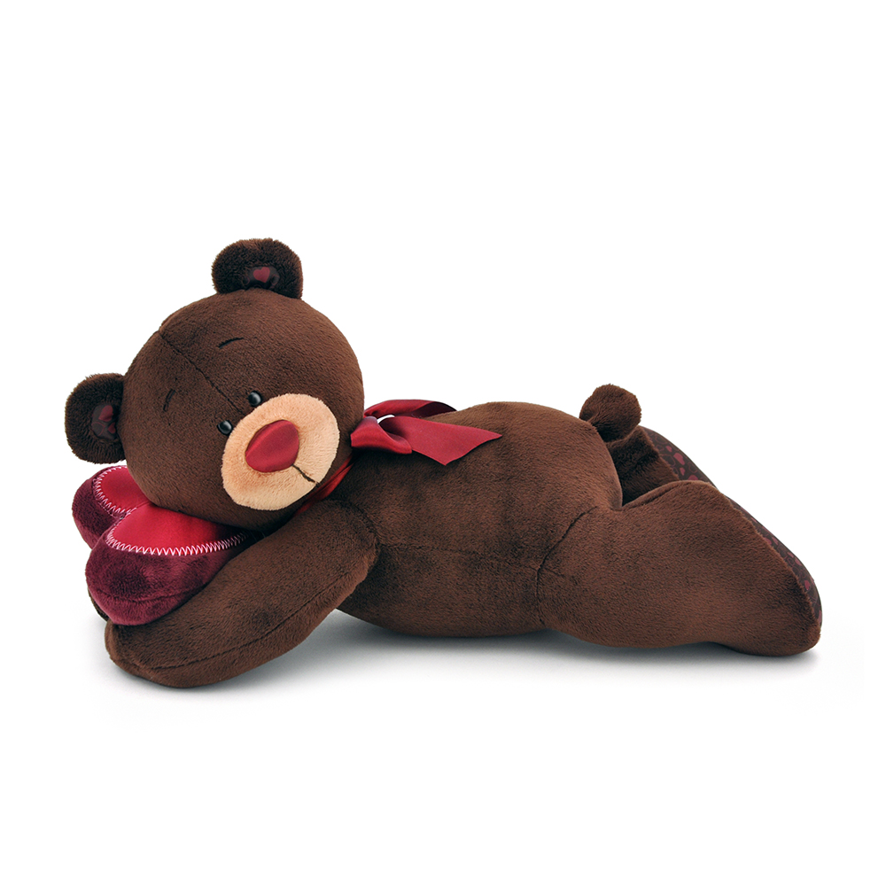 Ležící hnědý medvěd s mašlí od firmy ORANGE TOYS - 30 cm
