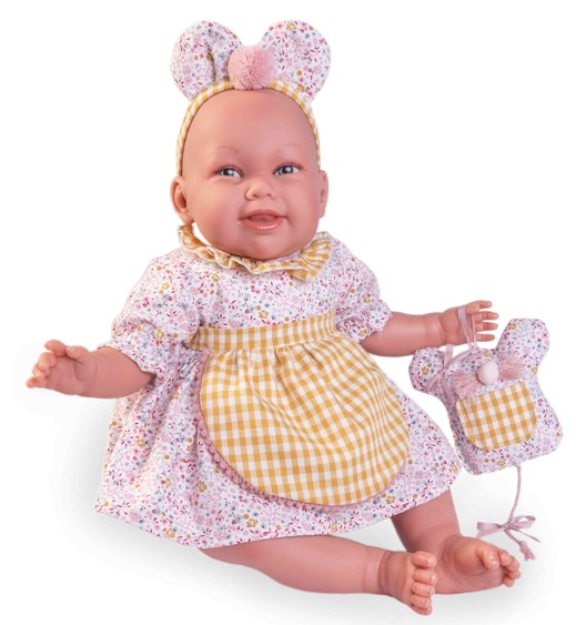 Miminko - Můj první reborn Martina ve žluté zástěře s váčkem na zuby pro Zoubkovou vílu  od firmy Antonio Juan ze Španělska