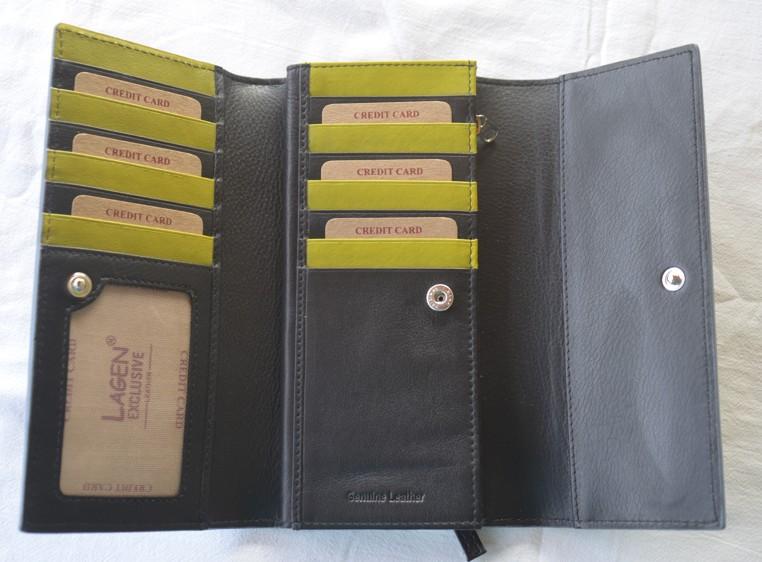 Dámská černo-žlutá kožená peněženka - LAGEN