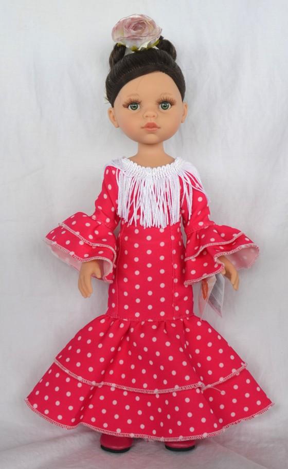 Realistická panenka Carol - tanečnice flamenca- růžové šaty od f. Paola Reina ze Španělska