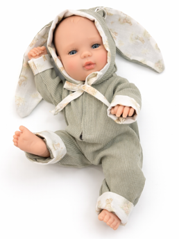 Berjuan – realistické miminko chlapeček Baby Smile v zaječím overalu