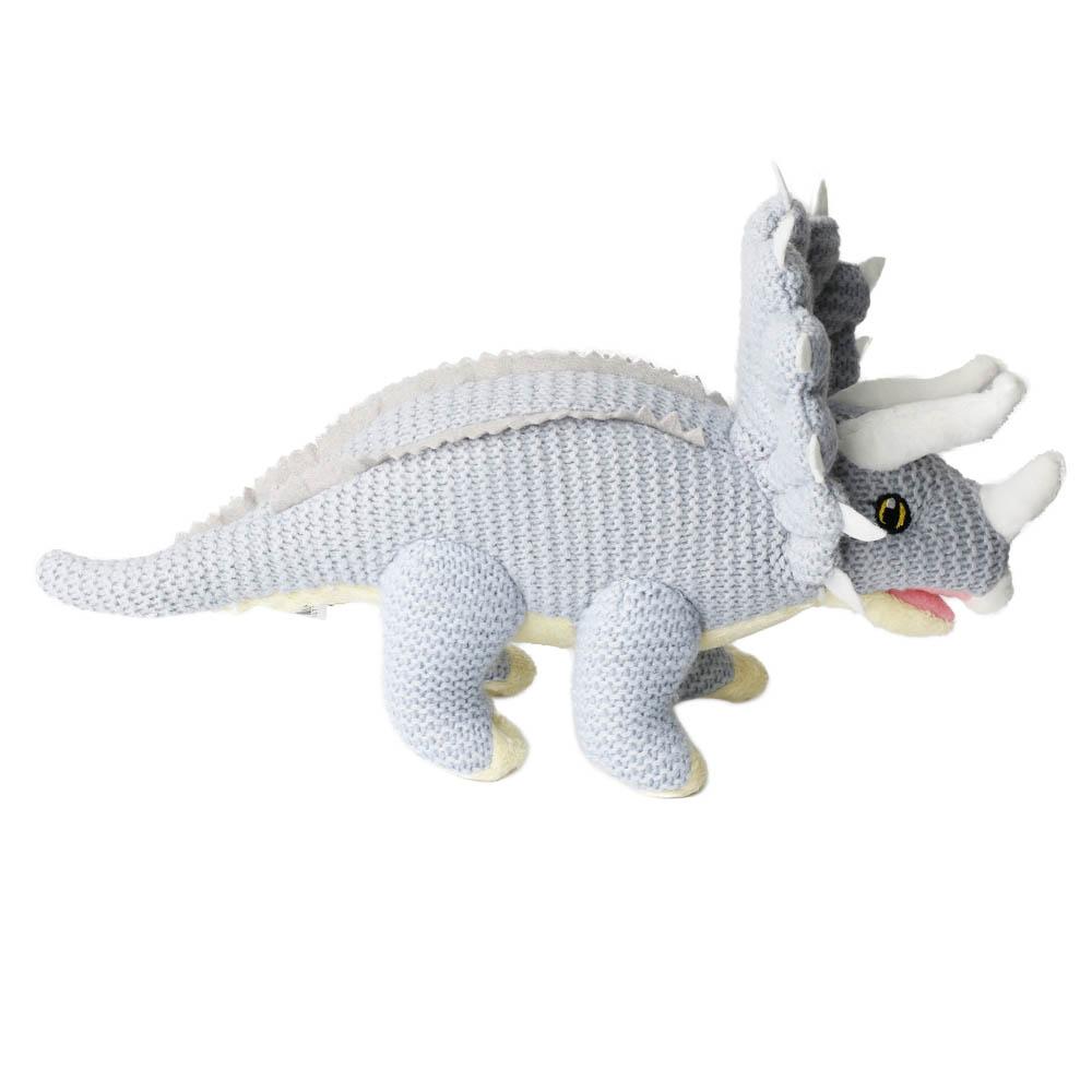 Wilberry – pletený plyšový dinosaurus – Triceratops světle modrý