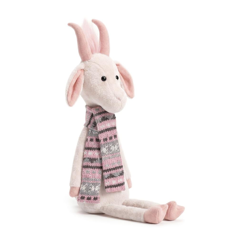 Orange Toys – plyšová koza Lily s pletenou růžovo-šedou šálou 20 cm