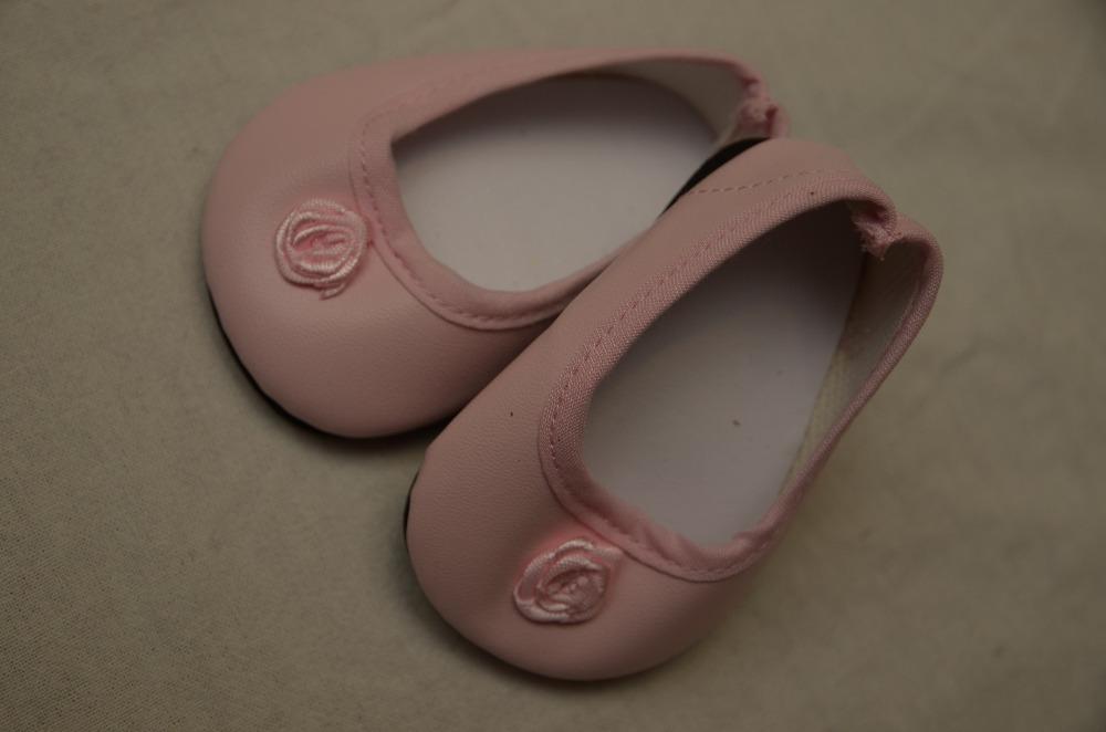 Růžové střevíčky s kytičkou na panenky 60 cm vysoké