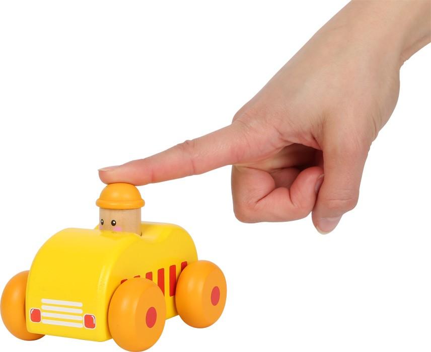 Dřevěné pískací auto - žluté