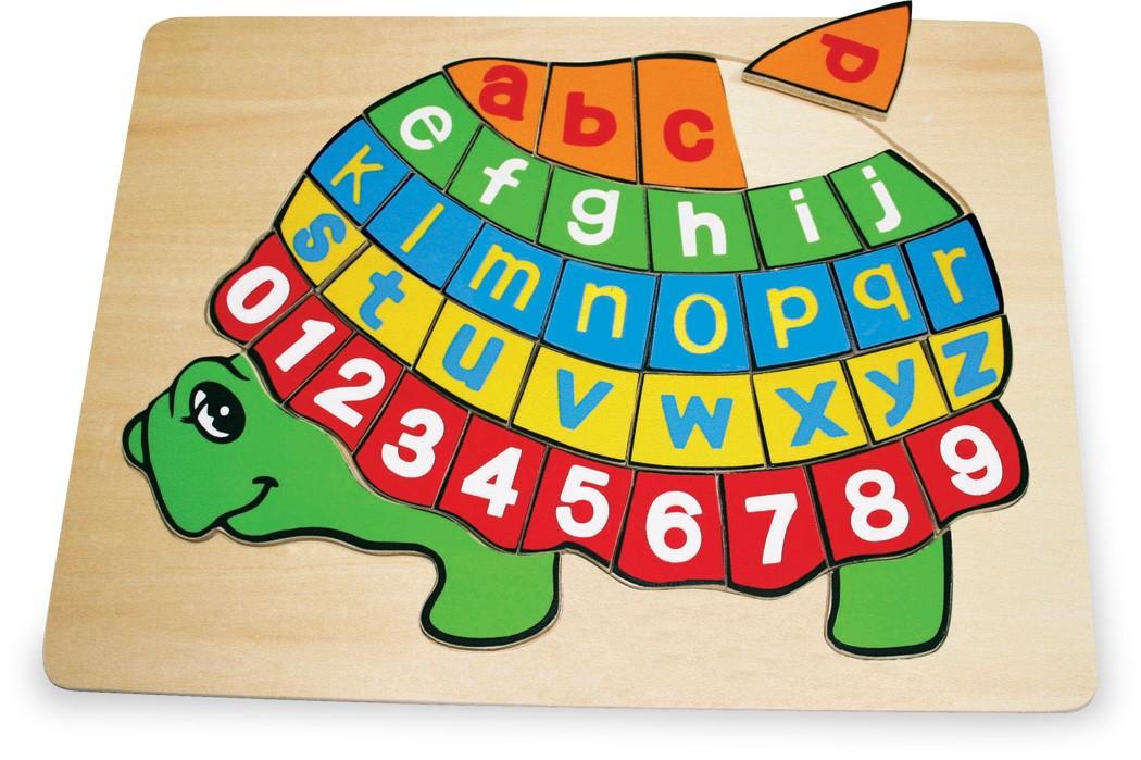 Želva - puzzle abeceda a čísla