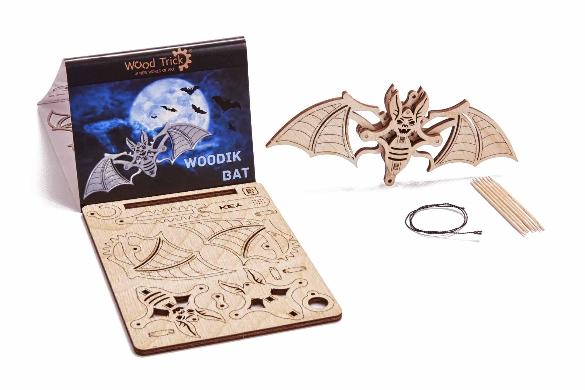 Wood Trick "Netopýr" - "Woodik Bat" - 3D dřevěné mechanické puzzle