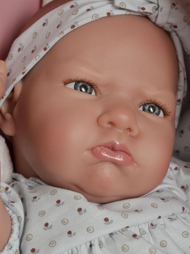 Reborn miminko - Můj první reborn -Berta v modrých šatech od Antonio Juan