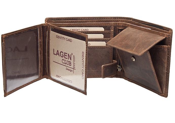 Pánská hnědá kožená peněženka - LAGEN