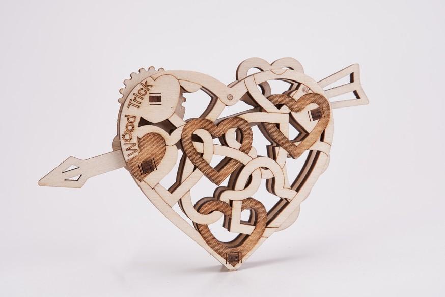 Wood Trick "Srdíčko" - 3D dřevěné mechanické puzzle