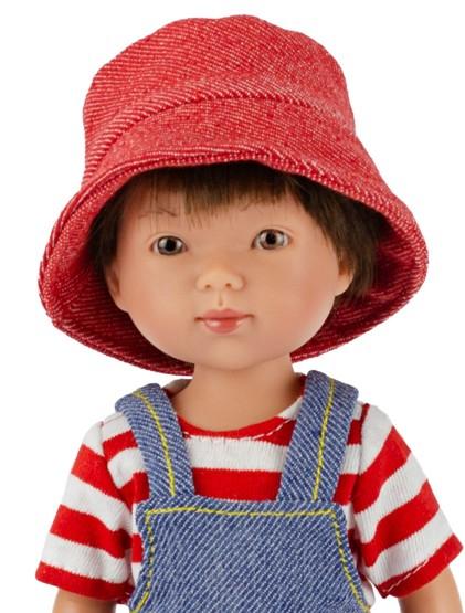 Realistická panenka chlapeček Albert v riflích s laclem a pruhovaném tričku   od firmy Vestida de Azul