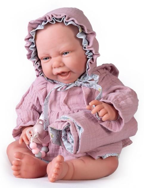 Reborn miminko - Sweet Reborn Carla s čepičkou na dečce s květy od firmy Antonio Juan