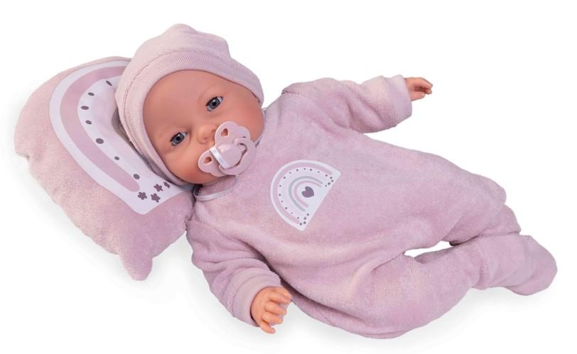 Realistické miminko - mrkací holčička Bimba s polštářkem od firmy Antonio Juan