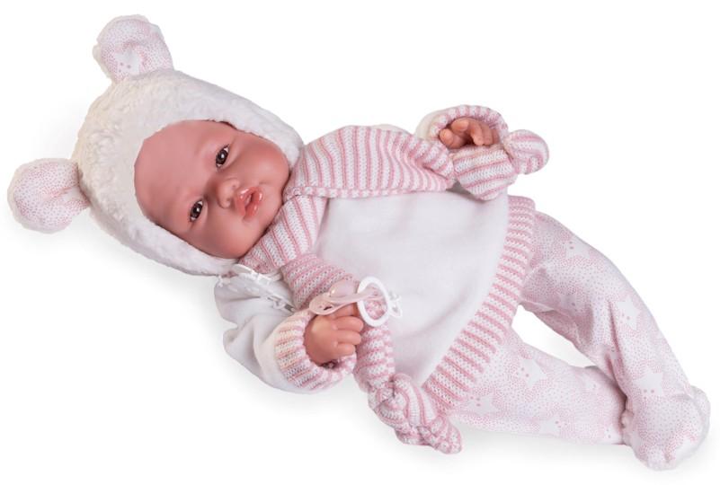 Realistické miminko - holčička Babydoo v čepičce s oušky - sleva