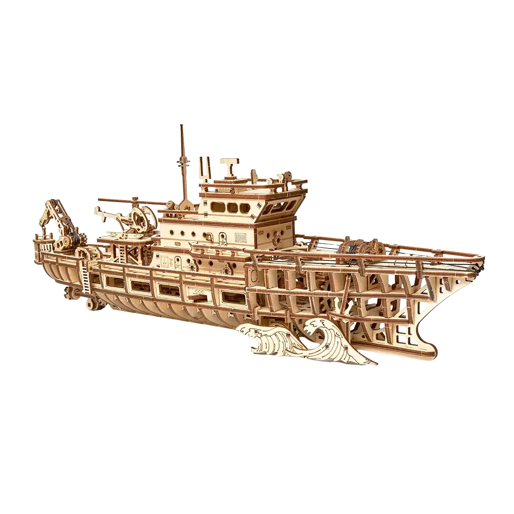 Wood Trick  "Oceánská průzkumná jachta" - 3D dřevěné mechanické puzzle 