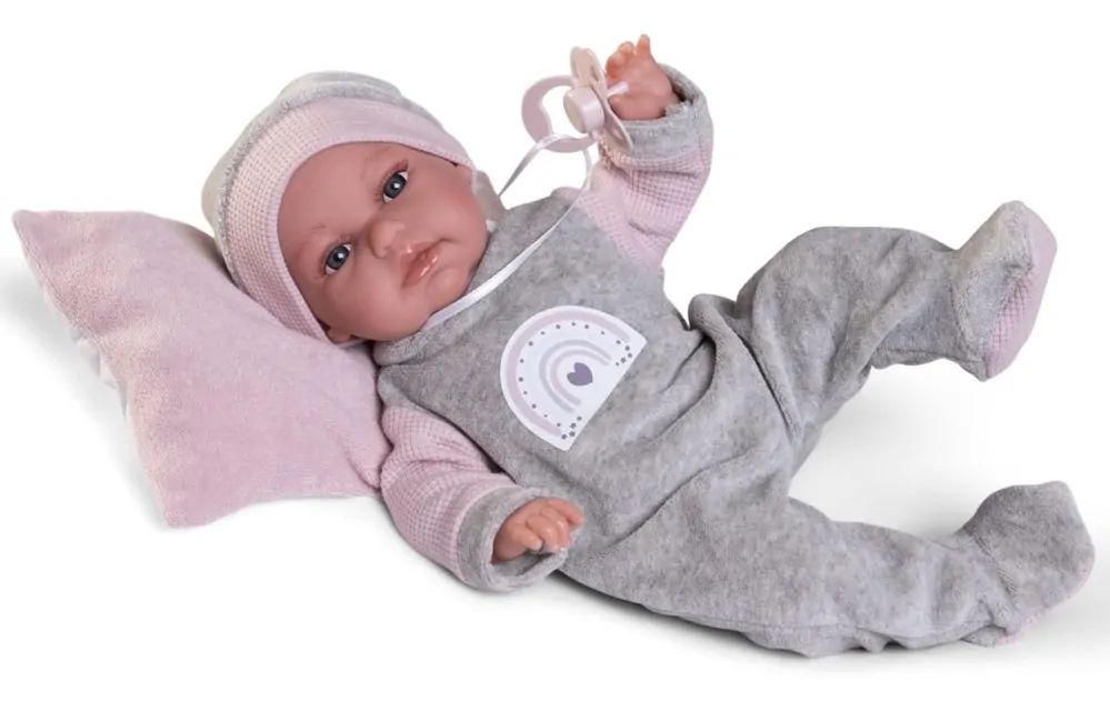 Realistické miminko s kostřičkou holčička Toneta s polštářkem od firmy  Antonio Juan ze Španělska 