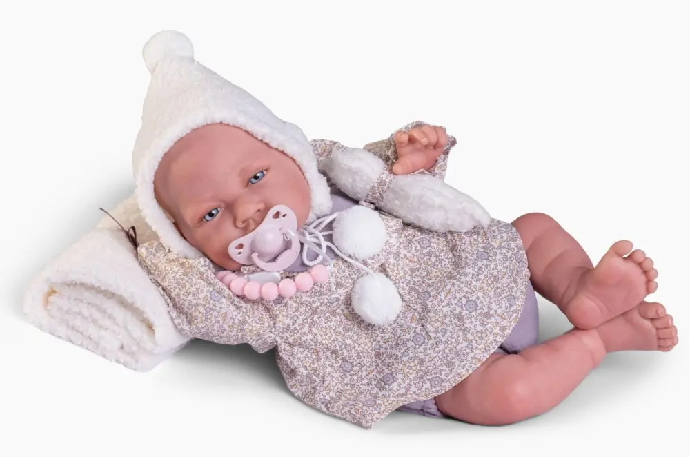 Sweet Reborn miminko holčička s bílou dečkou z "beránka" od Antonio Juan ze Španělska