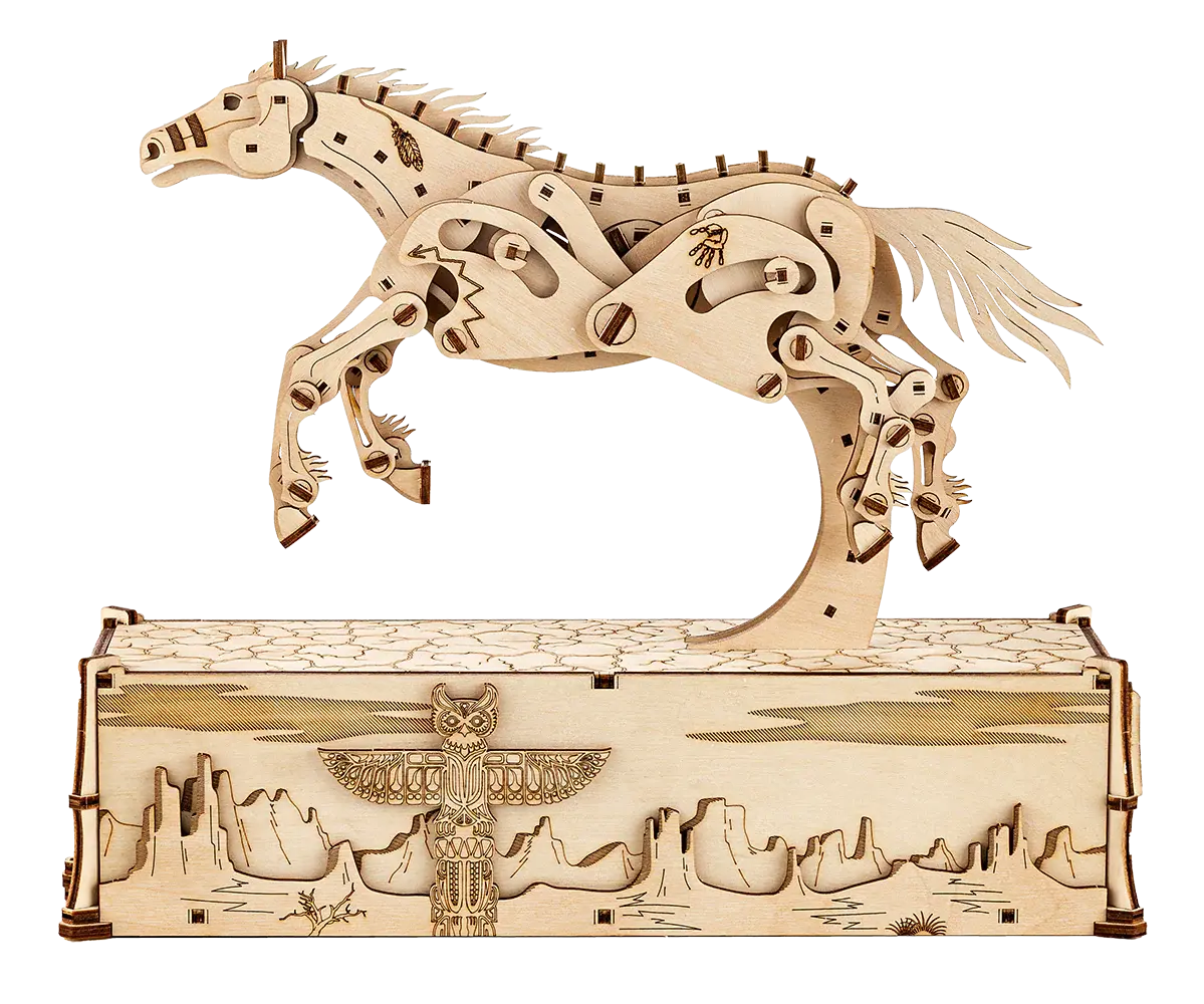 Wood Trick  "Mechanický mustang" - 3D dřevěné mechanické puzzle 