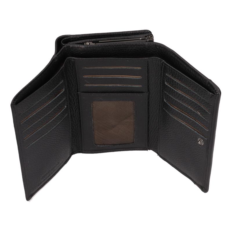 Dámská černá kožená peněženka s kovovým rámečkem  - LAGEN