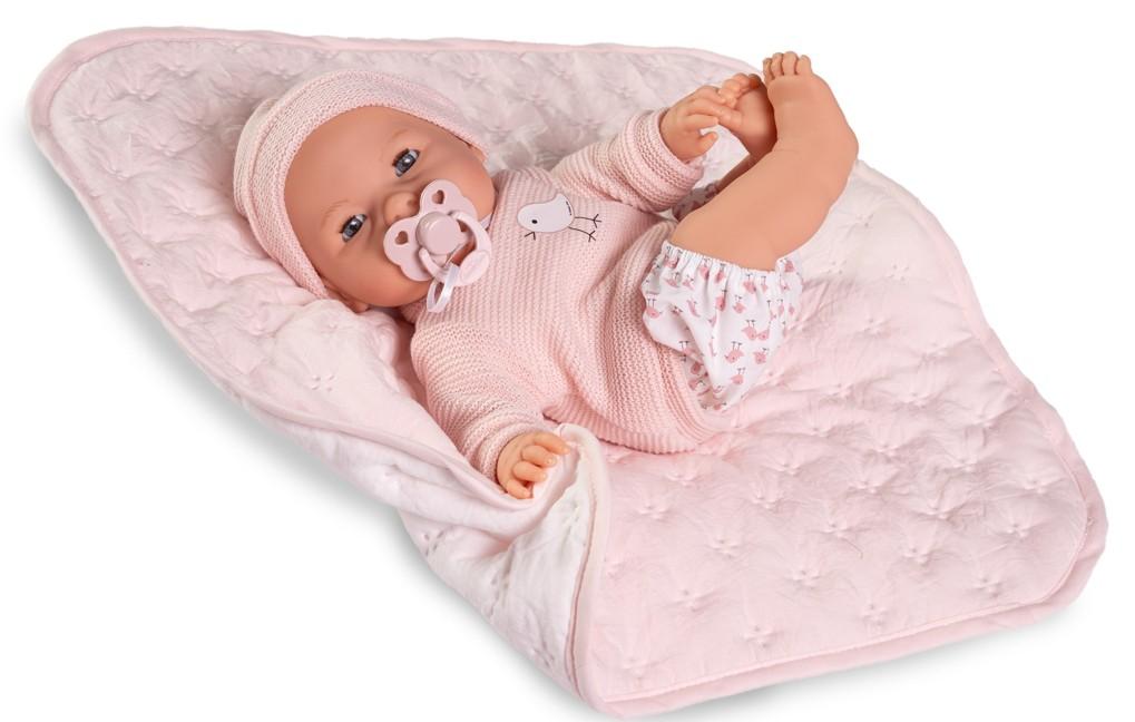 Realistické miminko - mrkací holčička - Bimba na dečce od Antonio Juan