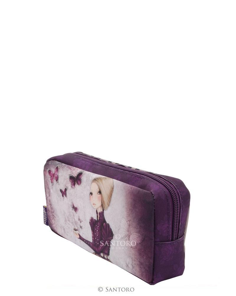 Fialový penál s motýly - Amethyst Butterfly od firmy SANTORO Mirabelle