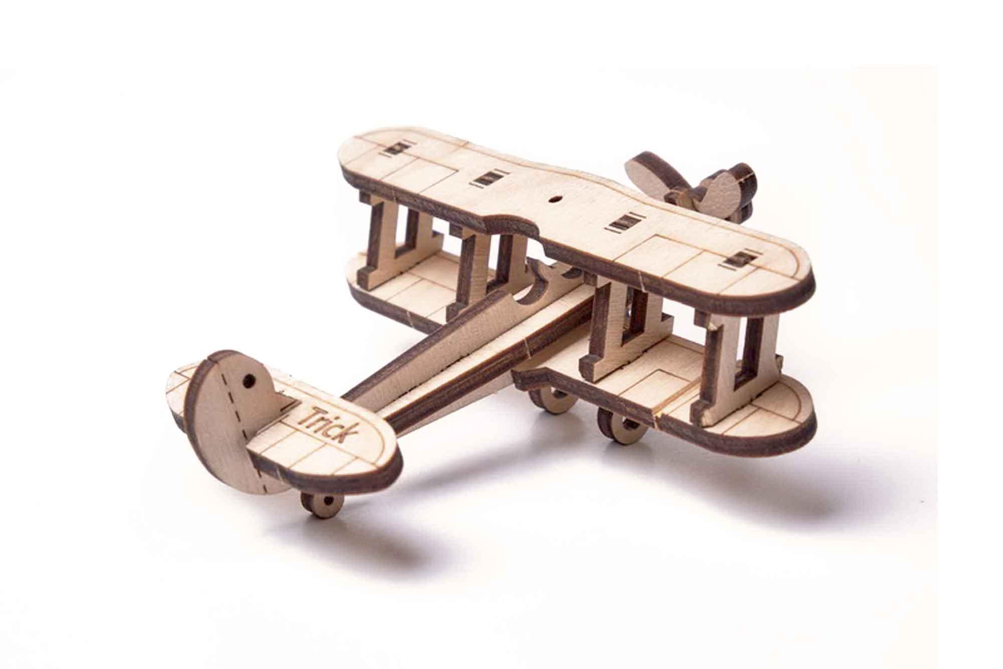 Wood Trick "Mini letadlo" - "Woodik Mini Plane" - 3D dřevěné mechanické puzzle