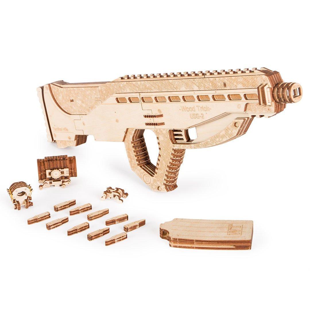 Wood Trick "Útočná zbraň USG-2" - 3D dřevěné mechanické puzzle 