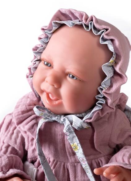 Reborn miminko - Sweet Reborn Carla s čepičkou na dečce s květy od firmy Antonio Juan
