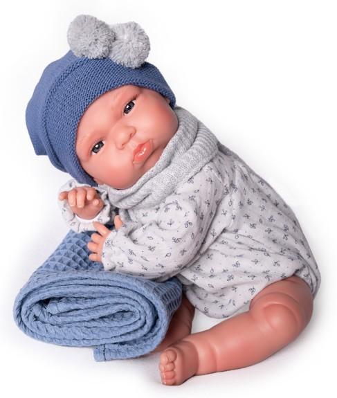 Reborn miminko - Můj malý reborn - chlapeček Tufi s modrou dečkou od Antonio Juan