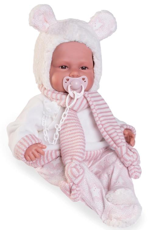 Realistické miminko - holčička Babydoo v čepičce s oušky - sleva