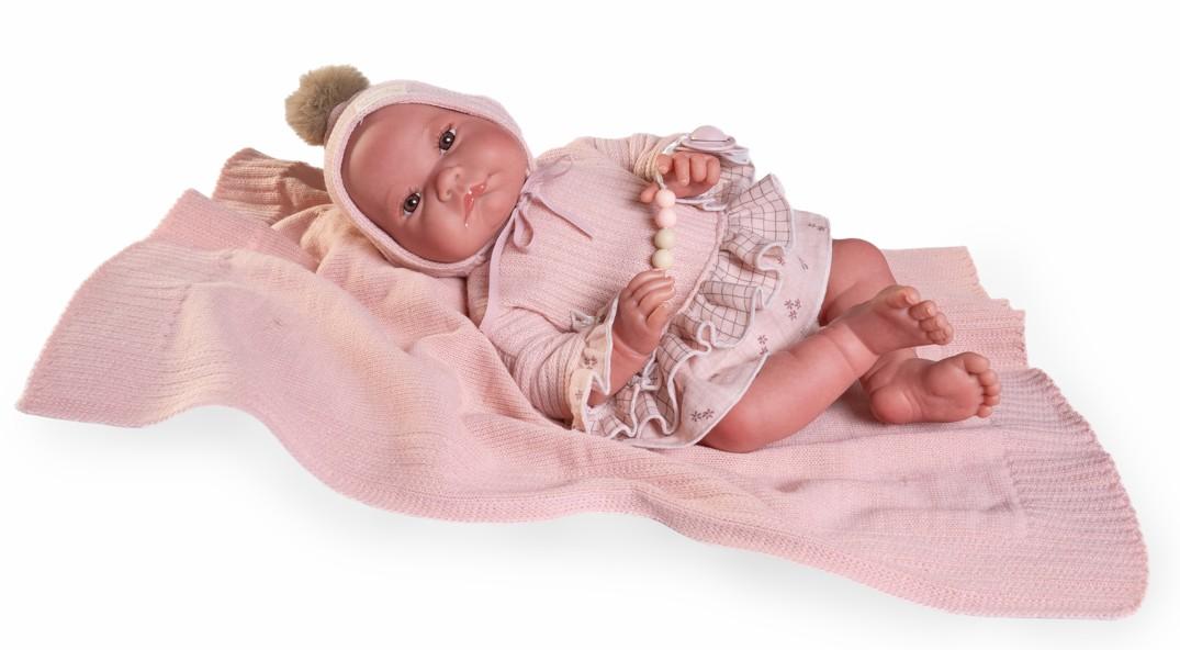 Reborn miminko - Sweet Reborn Nica na růžové dečce od firmy Antonio Juan ze Španělska