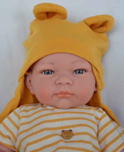 Realistické miminko - chlapeček - John v pruhovaném oblečku od firmy Lamagik